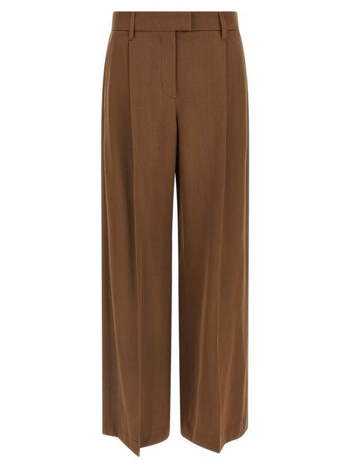 Virgin Wool Pleated Trousers — Brown