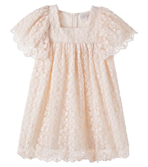 Embroidered floral tulle dress