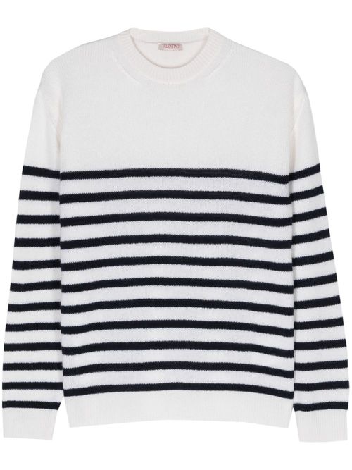Striped cashmere jumper - White