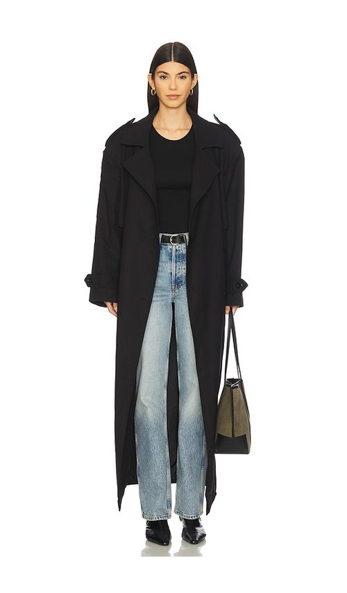 Mother of All Brooklyn Long Trench Coat in Black. - S also in L