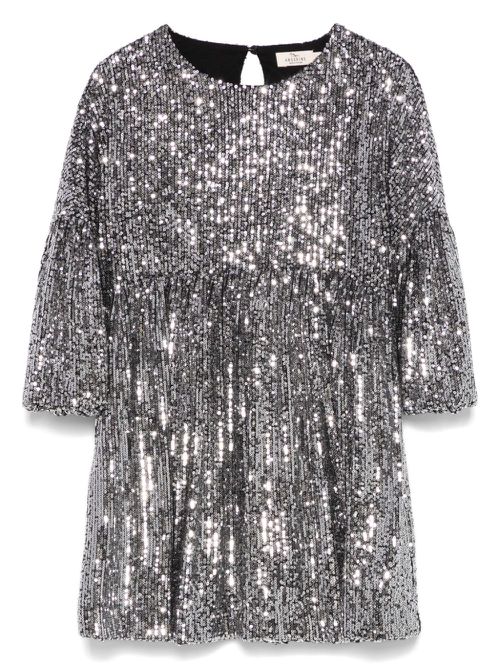 Sequined puff-sleeve dress - Black