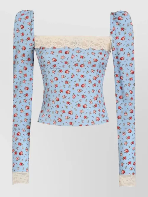 Dolce&Gabbana - silk blend floral lace long sleeve top