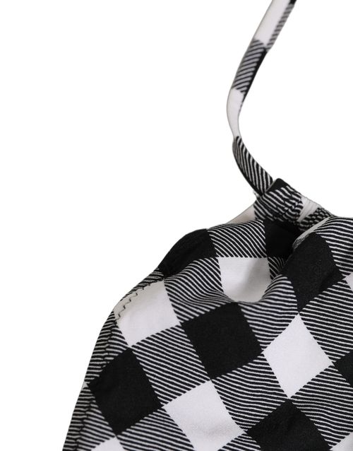 Black and White Checkered Bikini Top — Black