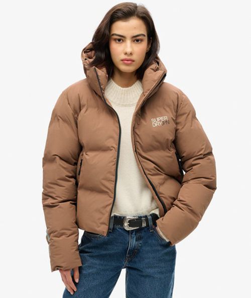 Superdry Women's Hooded Boxy Puffer Jacket Brown / Rawhide Brown