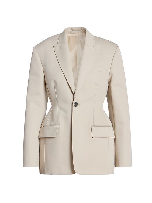 Women's Drill Contour Cotton Single-Breasted Blazer - Stone