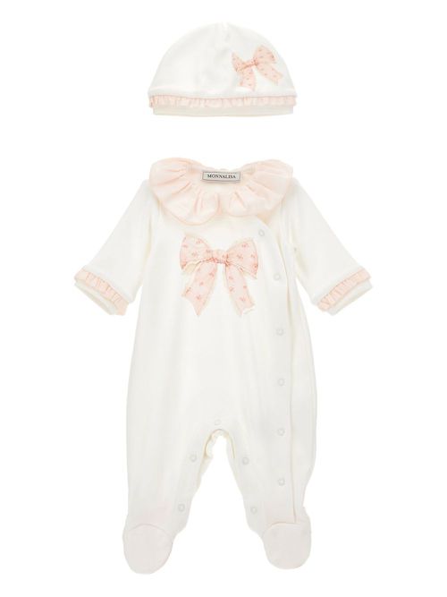 Bow-print babygrow set - White