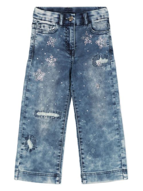 Crystal-embellished jeans - Blue