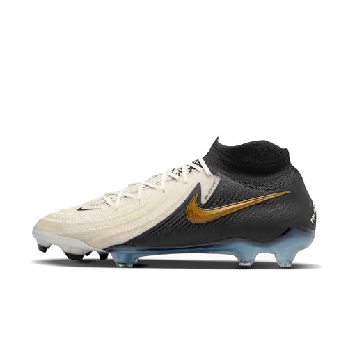 Nike Phantom Luna 2 Elite FG High-Top Soccer Cleats (FJ2572-100, White/Metallic Gold Coin/Black)