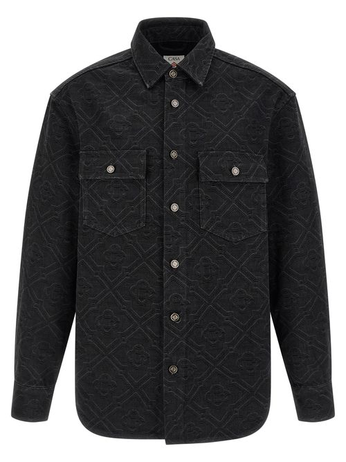 Laser Monogram Denim Shirt And Blouse Black