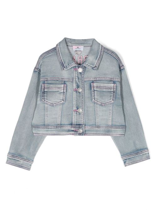 Logo-embroidered denim jacket - Blue
