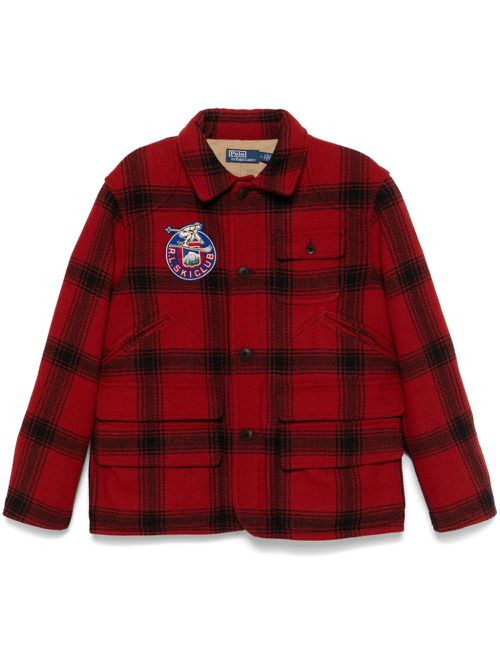 Check-pattern shirt jacket - Red