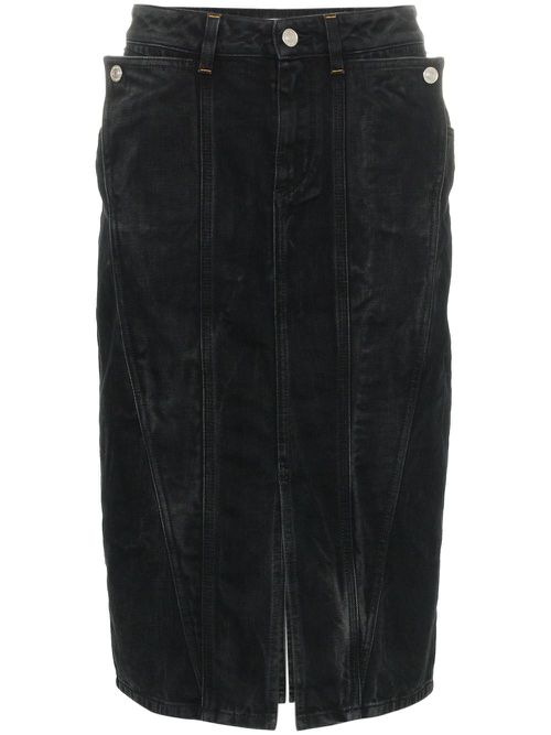 High waisted fitted denim skirt - Black