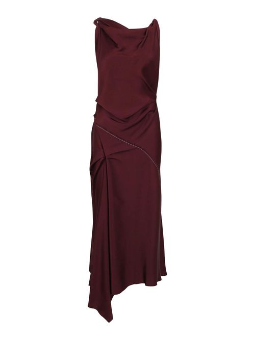 Midi crepe dress with stitching details
