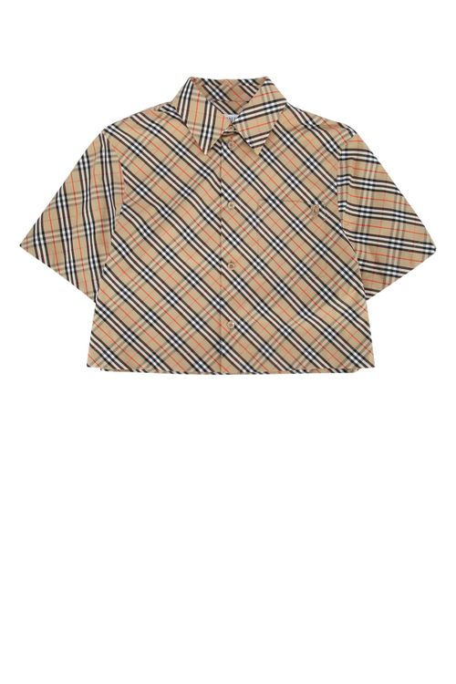 Checked Cotton Shirt — Beige