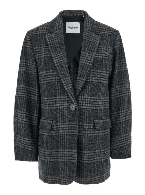 Grey Checks Notched Lapel Blazer