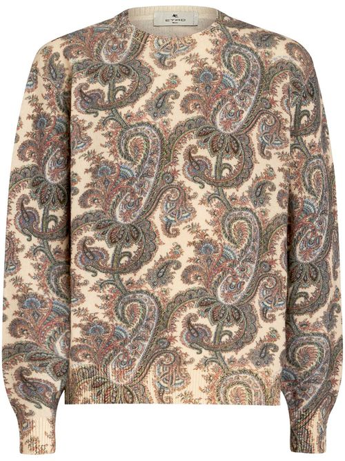 Paisley-print wool jumper - Neutrals