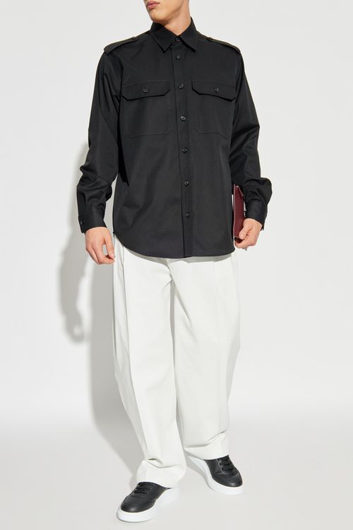 Shirt With Epaulettes On The Shoulders, Men's, Black