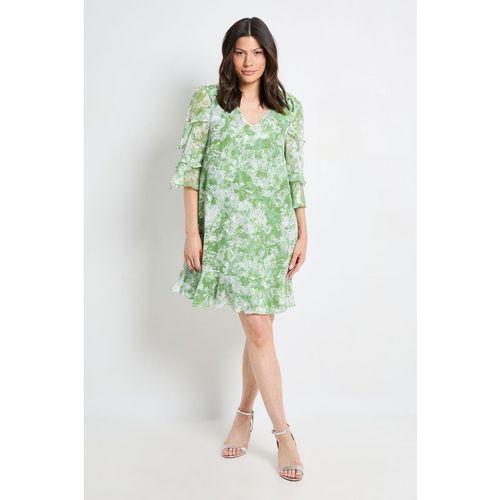 Wallis Womens Floral Print Ruffle Shift Dress - Green