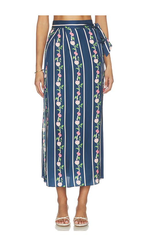 Verandah Toran Silk Luxe Skirt in Blue. S. Also in XS, M