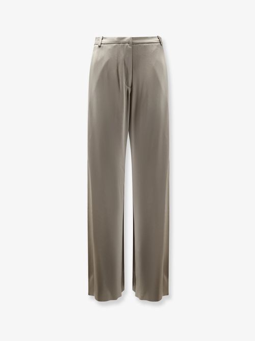 Satin Flared Trousers — Green
