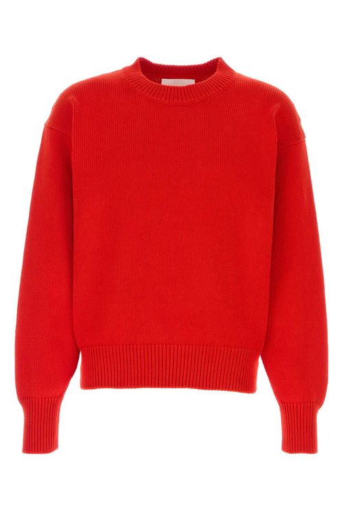 Cotton Crew-Neck Sweater — Red