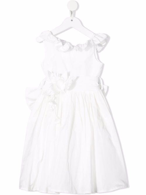 Ruffled flared dress - White