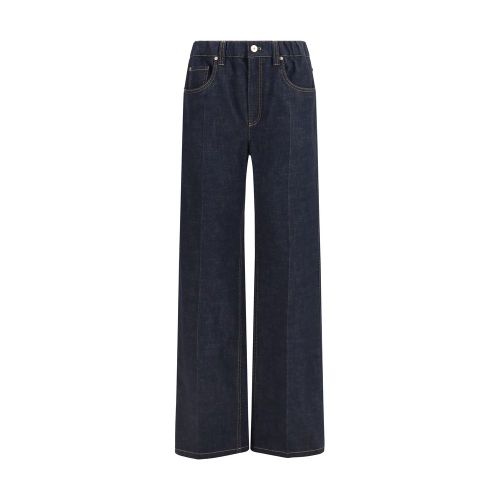 Cotton Palazzo Denim Jeans — Navy