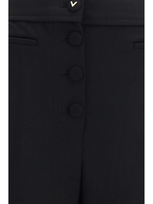 Wool Flare Trousers — Black