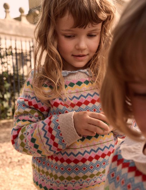 Eleanor Fair Isle Sweater Oatmeal Melange Fair Isle Girls 