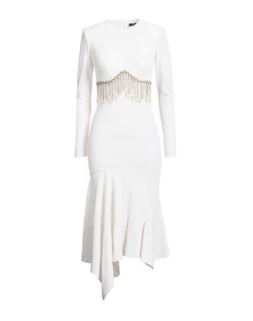 Woman Maxi dress White Size 8 Polyester, Elastane