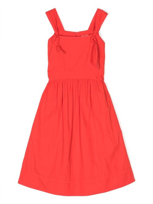 Knot-detail organic-cotton dress - Orange
