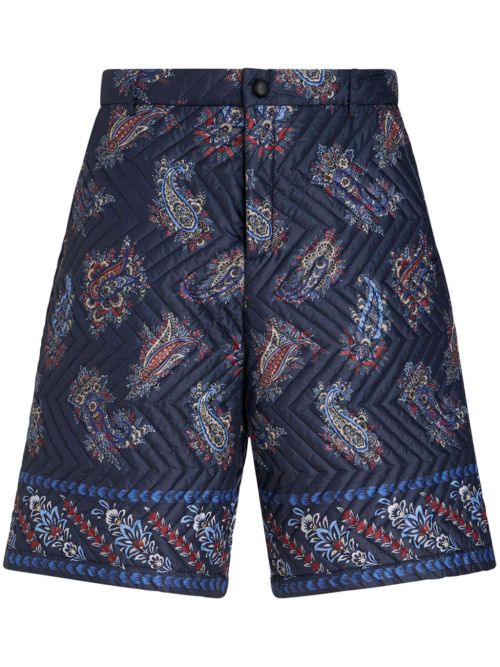 Paisley-print quilted bermuda shorts - Blue