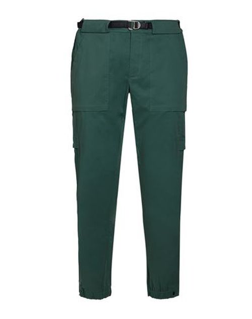 Man Pants Emerald green Size L Cotton, Elastane