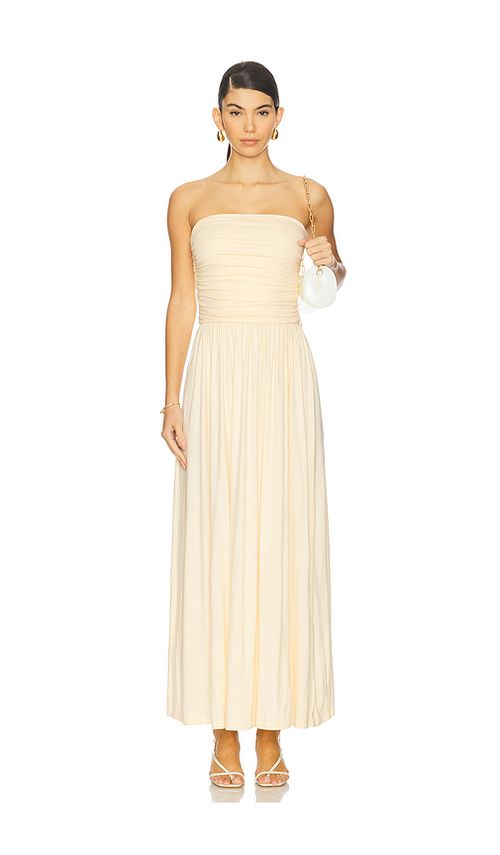 Runaway The Label Malone Ruched Strapless Maxi Dress in Lemon. L. Also in