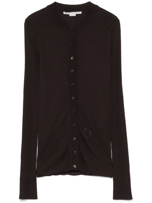 Fine-ribbed cardigan - Brown