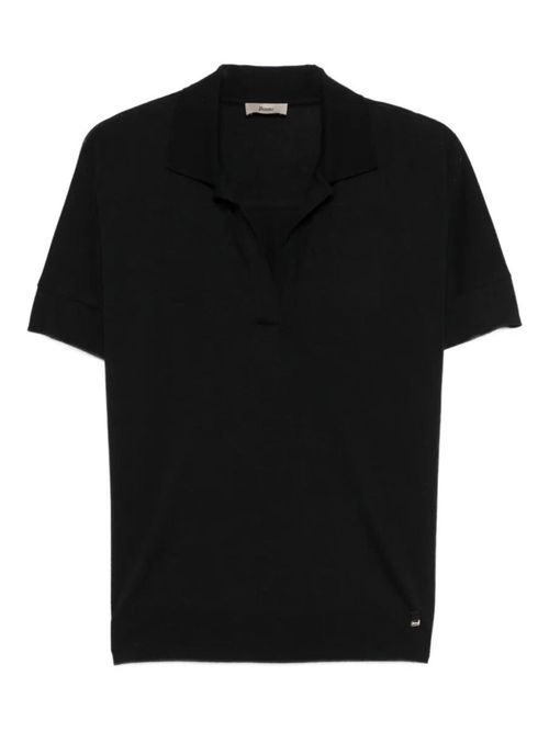 Black Solid Shirt Collar Polo
