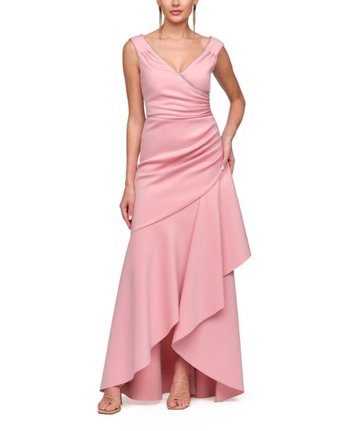 Women's V-Neck Marla High Low Gown - Warm Rose