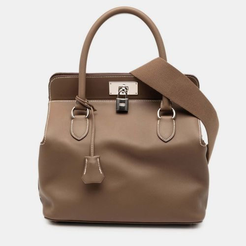 Hermes Toolbox 26 Handbag Shoulder Bag 2Way Etoupe Veau Swift Leather