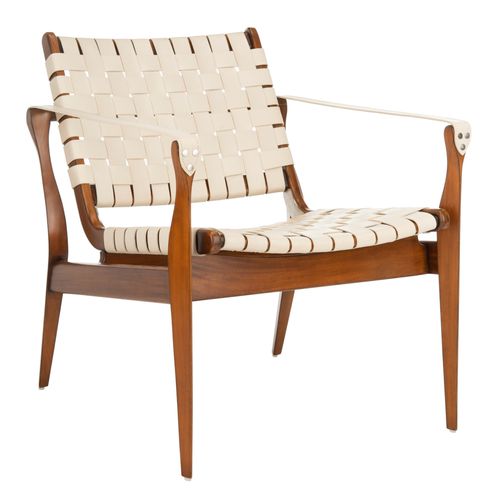 Dilan Leather Safari Chair - Beige