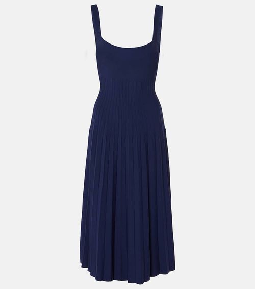 Ellison pleated compact-knit midi dress