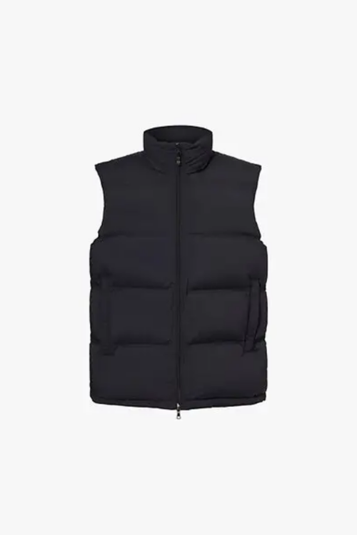 Quilted Down Vest — Black