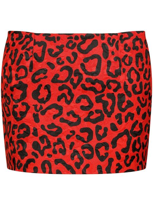 Leopard-print mini skirt - Red