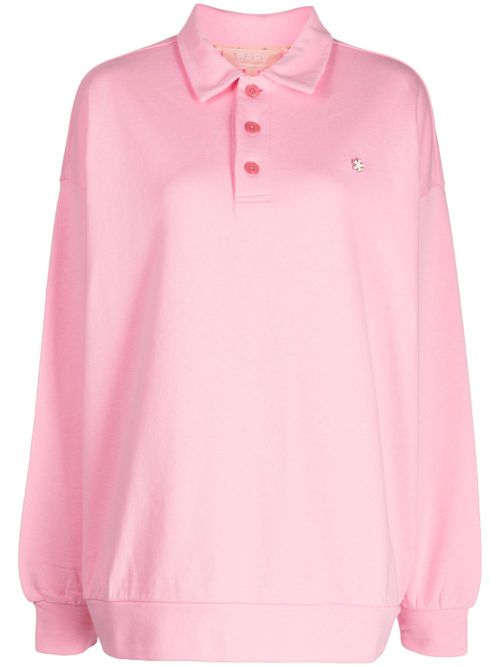 Logo-plaque cotton polo top - Pink