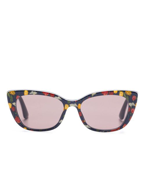 Floral-print sunglasses - Blue