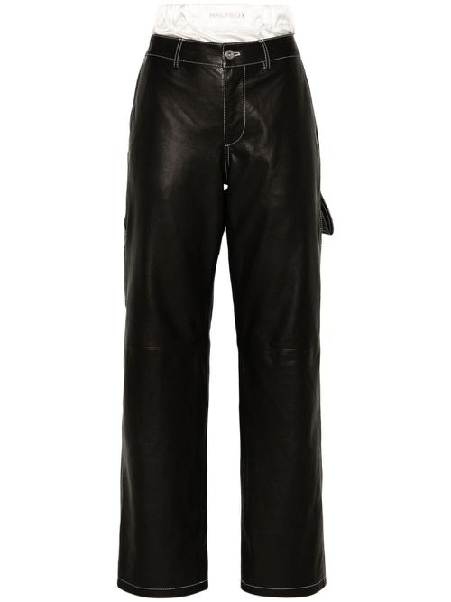Leather straight-leg trousers - Blue
