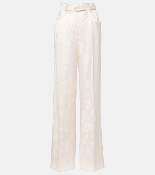 Norman embroidered silk wide-leg pants