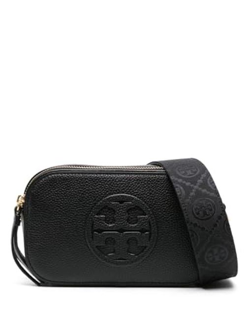 Tory Burch Black Leather Mini Miller Double Zip Crossbody Handbag