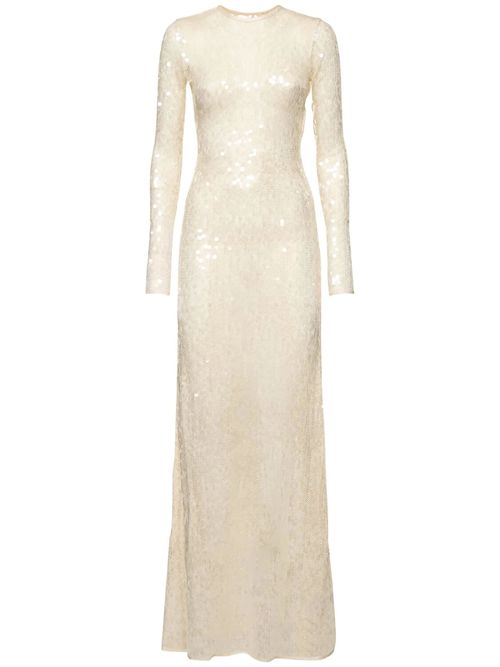 Long Sleeved Sequin Gown