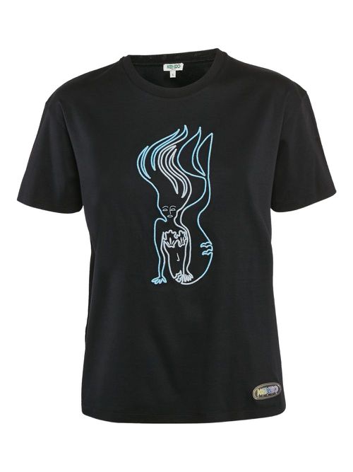 Mermaid-print t-shirt - Black