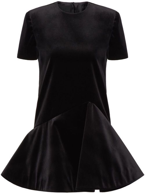 Asymmetric-hem mini dress - Black